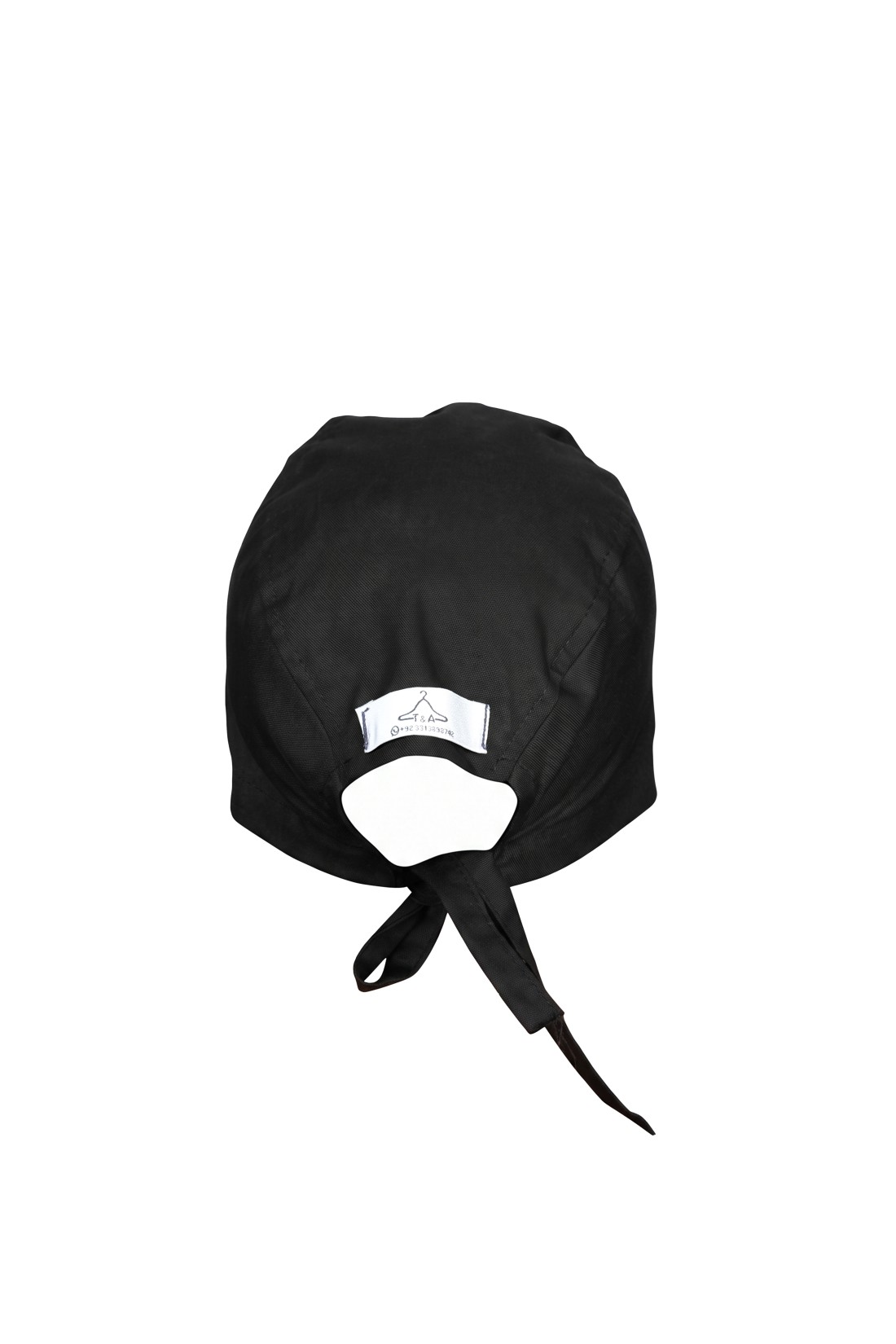 Black scrub cap with ties
