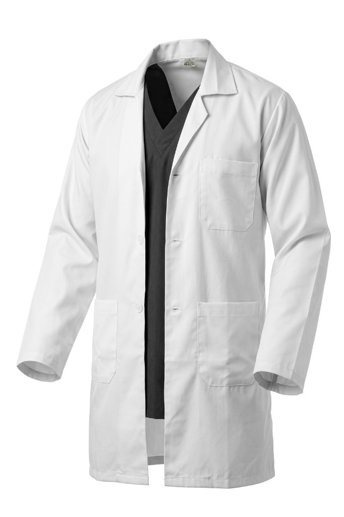 White coat at a slight angle