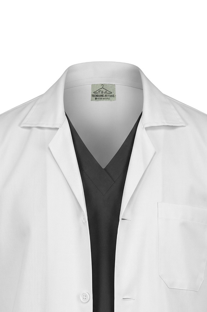 White coat collar and label