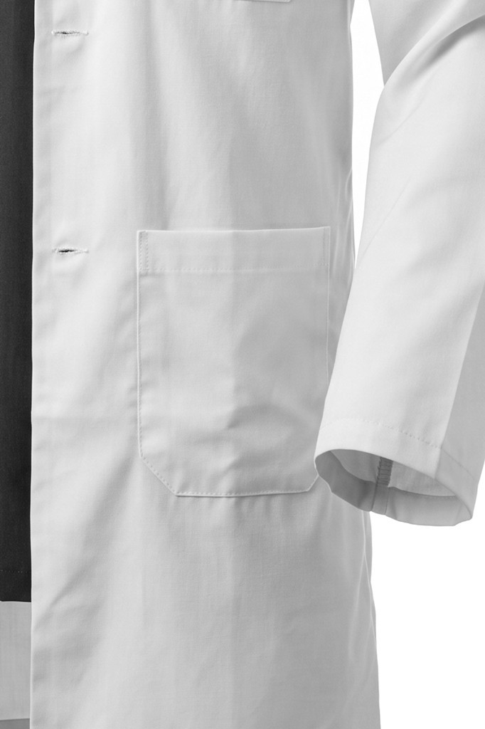 White coat sleeve and side pocket